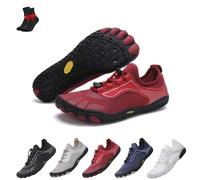 ZDOUXUAN Scarpe da Scoglio da Uomo Scarpe da Ginnastica da Mare da Spiaggia Calzature da Esterno Antiscivolo ad Asciugatura Rapida, a Piedi Nudi for Il Surf Fitness(Red,41 EU)