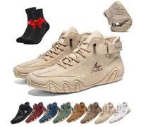 ZDOUXUAN Vogldeck Scarpe Ortopediche Impermeabili e Traspiranti, Stivali Alti in Pelle Scamosciata Fatti a Mano Scarpe Beck Leggere e Traspiranti Antiscivolo(Beige,43 EU)