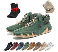 ZDOUXUAN Vogldeck Scarpe Ortopediche Impermeabili e Traspiranti, Stivali Alti in Pelle Scamosciata Fatti a Mano Scarpe Beck Leggere e Traspiranti Antiscivolo(Green,42 EU)