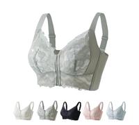 ZDOUXUAN Ziplacy - Reggiseno Senza Ferretto con Cerniera Frontale Ultra Morbido, Reggiseni Senza Cuciture Anti-cedimento in Pizzo, Comodi Reggiseni for Le Donne(Green,34-75BCD)