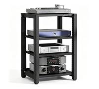 ZDOYUN Mobile Stereo Hi Fi Rack HiFi, Mobile A 2/3/4/5 Ripiani per TV | Supporto Per Supporti Video Con Ripiano Regolabile, Ripiano Angolare Per Armadietto Stereo(Nero,4 tier 60x50x85CM)