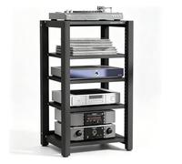 ZDOYUN Mobile Stereo Hi Fi Rack HiFi, Mobile A 2/3/4/5 Ripiani per TV | Supporto Per Supporti Video Con Ripiano Regolabile, Ripiano Angolare Per Armadietto Stereo(Nero,5 tier 60x50x100CM)