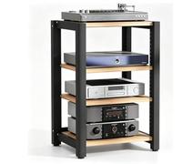 ZDOYUN Mobile Stereo Hi Fi Rack HiFi, Mobile A 2/3/4/5 Ripiani per TV | Supporto Per Supporti Video Con Ripiano Regolabile, Ripiano Angolare Per Armadietto Stereo(Natural,4 tier 60x50x85CM)