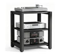 ZDOYUN Mobile Stereo Hi Fi Rack HiFi, Mobile A 2/3/4/5 Ripiani per TV | Supporto Per Supporti Video Con Ripiano Regolabile, Ripiano Angolare Per Armadietto Stereo(Nero,3 tier 60x50x64CM)