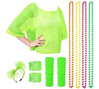 ZDQC Costume Anni 80 Donna,Accessori Costume Anni 80s,Accessori Vestiti Anni 80 Donna (Verde Neon)