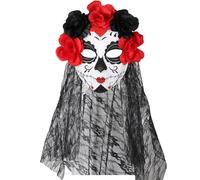 ZDQC Dia de Los Muertos - Maschera con velo, per il giorno della maschera morta, costume di Halloween, accessorio per la festa del carnevale