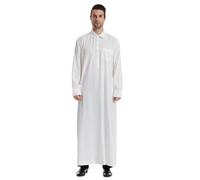ZDSUHYIW Caftano musulmano Uomo Middle East Thobe Button Down Islamico Robe Caftano Lungo Medievale Camicia Etnica Camicia Da Notte Tinta Unita Abbigliamento Arabo Abbigliamento Preghiera Per Uomini