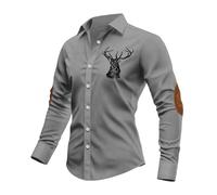 ZDSUHYIW Camicia da uomo a maniche lunghe, natalizia, stampa vintage, per il tempo libero, a maniche lunghe, per il tempo libero, Xmas hawaiana, anni '70, abbigliamento natalizio, grigio., XXL