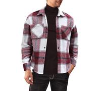 ZDSUHYIW Camicia di flanella da uomo a maniche lunghe, camicia a quadri, in flanella, con bottoni, per le mezze stagioni, con risvolto, casual, con tasca, invernale, calda, elegante felpa, Colore