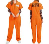 ZDSUHYIW Costume da donna per Halloween, costume da prigioniero, costume da prigioniero, arancio, prigione, prigione, prigione