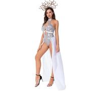 ZDSUHYIW Costume sexy da medusa con fascia medusa a serpente stampato, costume intero per il controllo della pancia, costume da bagno cosplay, Halloween, Natale, feste, Halloween, costume da donna