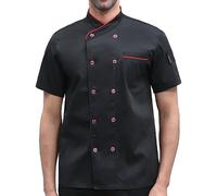 ZDSUHYIW Giacca da cuoco a maniche corte, abbigliamento da cuoco, colore bianco, con bottoni, uniforme da lavoro, caffetteria, hotel, confortevole, elegante, per il tempo libero, stile moderno