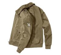 ZDSUHYIW Giacca invernale calda da uomo, foderata in pile, taglie grandi, giacca termica da pilota, antivento, per le mezze stagioni, da aviatore, per attività all'aria aperta, cachi, XXL