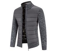 ZDSUHYIW Giacca tradizionale da uomo, a maniche lunghe, in tinta unita, con colletto alto, in pile, con chiusura lampo, giacca ibrida da da uomo, grigio scuro, XL