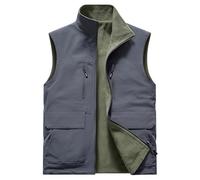 ZDSUHYIW Gilet invernale da uomo, in pile, per attività all'aperto, per il tempo libero, senza maniche, antivento, per le mezze stagioni, per il lavoro, grigio., 4XL