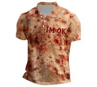 ZDSUHYIW Maglietta da uomo con motivo a schizzi di sangue, stampa divertente, per il tempo libero, per feste, con stampa sanguinosa, per le vacanze, per Halloween, Colore: rosso, M