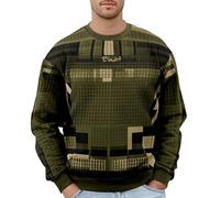 ZDSUHYIW Maglione invernale da uomo, per il tempo libero, con design geometrico, a maniche lunghe, per giornate rilassate, a maniche lunghe, funzionale, verde militare, L