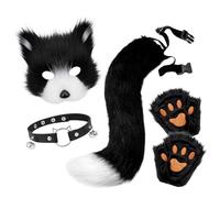 ZDSUHYIW Set di costume con maschera Therian e coda, maschera da volpe Therian e coda, elegante, comodo, casual, vintage, leggero, moderno, accessorio per carnevale, Halloween, cosplay