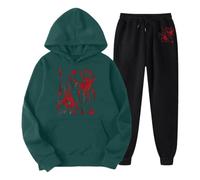 ZDSUHYIW Tuta da jogging da donna con cappuccio e ali d'angelo glitterata, pantaloni da jogging in due pezzi, con stampa sanguinosa sul palmo della mano, alla moda, streetwear, per il tempo libero
