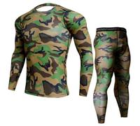 ZDSUHYIW Tuta intima da moto, da uomo, a compressione, per il fitness, per il fitness, per la compressione e per il corpo, per il jogging, ad asciugatura rapida, mimetico, L