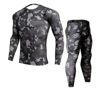 ZDSUHYIW Tuta intima da moto, da uomo, a compressione, per il fitness, per il fitness, per la compressione e per il corpo, per il jogging, ad asciugatura rapida, Nero , XL