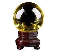 ZDVHOMCB Citrine Crystal Ball with Display Base,Polished Stone Feng Shui Sphere Decoration for Home & Office,Scrying Magic,5cm/1.96in