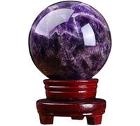 ZDVHOMCB Crystal Ball Amethyst Power Stone Feng Shui Purification Luck Prayer Comes with Base Object Birthday,80mm