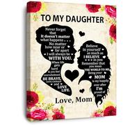 ZDVHOMCB Gift for Daughter from Mom - “To My Daughter Never Forget” Encouraging Canvas Poster, Heartfelt Birthday or Graduation Present for Teen, College Student Framed,16x24inch(40x60cm)