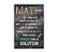 ZDVHOMCB Growth Mindset Math Poster - “In Math, There's Always a Solution” Quote, Encouraging Wall Art for Students, School Counselor, Middle & High School Decor Framed,08x12inch(20x30cm)