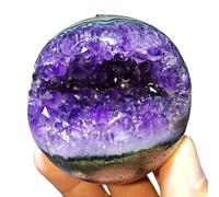 ZDVHOMCB Stone Crystals Brazil Amethyst Geode Quartz Cluster Open Smiling Ball Lucky Wealth Home Decoration Crafts(60-70mm)