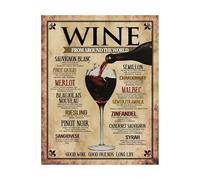 ZDVHOMCB Wine From Around the World Print - Educational Vintage Chart for Home Bar, Kitchen Wall, or as a Gift for Wine Enthusiasts Framed,12x18inch(30x45cm)