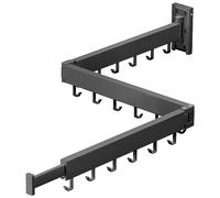 ZdwCyl 3z-g02 - Stendibiancheria da parete, salvaspazio, retrattile, pieghevole (pieghevole in tre), per balcone, lavanderia, bagno, colore grigio scuro