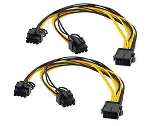 zdyCGTime 2 pezzi 8PIN PCI-E PCI Express Graphics scheda video GPU VGA femmina 8 pin a Dual 8PIN (6 + 2) pin PCI-E maschio sdoppiatore cavo di alimentazione 8 pin Molex GPU per scheda grafica Btc