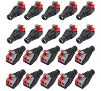 zdyCGTime 20Pezzi 12V DC 5.5mm x 2.1mm Adattatore di Alimentazione,DC Femmina a 2 Pini Terminale a Pressione Testa di Conversione DIY Senza Saldatura Per Telecamere a Circuito Chiuso e Lampade a LED.