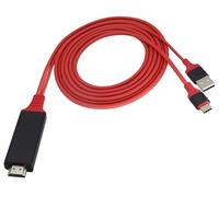 zdyCGTime Adattatore HDMI MHL Tipo C 3.1 Cavo USB C 3.1 Maschio + USB 2.0 A Maschio a HDMI Adattatore 1080P HD HDTV Specchio e Cavo di Ricarica per Smartphone/Laptop/HDTV/Monitor (2m/Rosso-USB C)