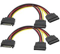 zdyCGTime Alimentatore SATA a 15Pin 1 punto 2 Y Splitter,Cavo di Prolunga SATA 1 Maschio a 2 Femmina,Linea di Cavo di Alimentazione Dell'unità Ottica del Disco Rigido Desktop a 15Pin. (SATA 1 to 2)