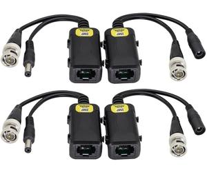 zdyCGTime Balun video passivo RJ45 femmina a BNC maschio DC Power Jack Network Transceiver, sorveglianza Full HD da RJ45 a BNC compatibile con tutte le apparecchiature video (16,5 cm/2 coppie)