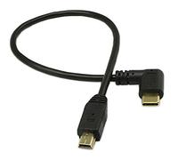 zdyCGTime Cavo adattatore da 25,4 cm placcato oro da USB 2.0 mini maschio a USB tipo C maschio, ad angolo retto, convertitore di sincronizzazione e ricarica