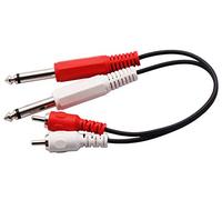 zdyCGTime cavo audio doppio da 6,35 mm a 2 RCA, doppio cavo TS maschio da 6,35 mm a 2 (Dual) RCA maschio, adattatore convertitore audio, per amplificatori mixer, mixer, ecc.(25 cm)