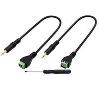 zdyCGTime cavo connettore a morsettiera a vite 3,5 mm TS mono maschio a 2 pin femmina, cavo adattatore AUX per cuffie (30 cm), 2 confezioni.(2Pole/M)