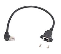 zdyCGTime, cavo di prolunga CAT6, RJ45 LAN, angolo di 90 gradi, da maschio a femmina, cavo di prolunga (verso l'alto), 30 cm, colore nero 90 degrees down.