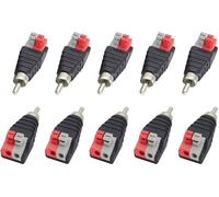 zdyCGTime DIY Altoparlanti Non Saldati Audio RCA Adattatore Maschile,RCA Maschio a 2 Pini Terminale a Molla Connettore di Bilanciamento del Cavo Video,Per TV a Circuito Chiuso.(10 Pezzi)