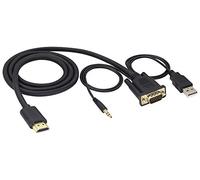 zdyCGTime Full HD 4k 1080P Adattatore maschio da HDMI a VGA con cavo USB/3,5mm,Interfaccia placcata oro cavo audio e video hdmi vga,Compatibile con laptop,proiettori,HDTV,monitor.(1M/1Pezzo)
