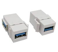 zdyCGTime Inserti USB 3.0 per jack Keystone (Confezione da 2) adattatori USB 3.0 ad angolo retto da femmina a femmina per presa a muro, colore: Bianco