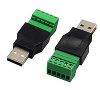 zdyCGTime morsettiera USB 2.0 A a vite, connettore USB 2.0 A femmina a 5 pin/Way femmina Bolt Shield terminali plug tipo adattatore convertitore 300V 8A (2 pezzi) Male.