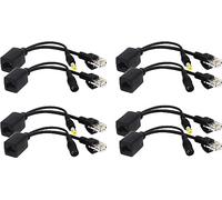 zdyCGTime Passive PoE Injector e PoE Splitter Kit con Ethernet RJ45 e alimentazione tramite connettore adattatore DC 5.5x2.1 mm F/M （Nero 4 coppie