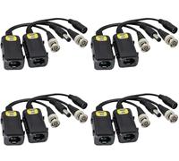 zdyCGTime Video balun passivo RJ45 femmina a BNC maschio DC Ricetrasmettitore di rete, Sorveglianza HD da RJ45 a BNC Cavo, Compatibile con tutte le apparecchiature video (16,5 cm 4 coppie)
