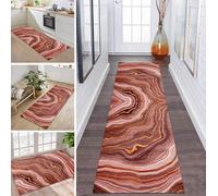 ZDYHMrj Tappeto passatoia per corridoio, cucina, antiscivolo, lavabile, rosso, marrone, oro, 60 x 270 cm, tappeto cattura lo sporco