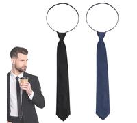 ZEACCT 2 Pcs Cravate pour Homme, Cravate à Fermeture Eclair, Cravate à Bande Souple Réglable, Cravates de Bureau Formelles, Cravate en Polyester Mat Satiné, pour Hommes Femmes D'affaires, Mariage