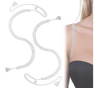 ZEACCT 2 Pezzi Bretella Spalla Strass, Bretelle Regolabili Antiscivolo per Sostegni per Abiti e Top da Donna con Cinturino in Cristallo